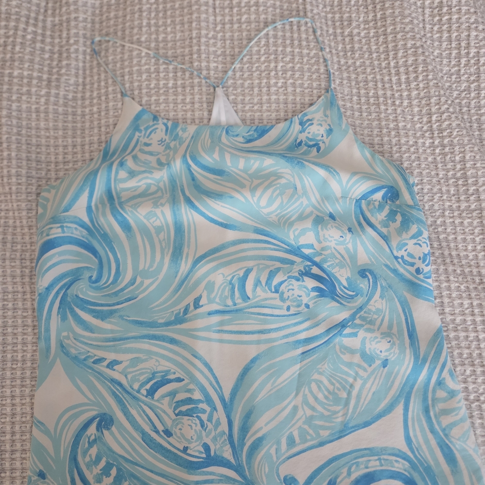 Lilly Pulitzer Aqua Swirl Print Spaghetti Strap Tank Top